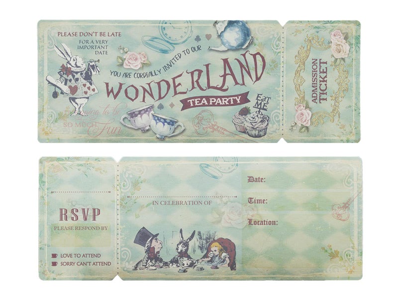 Summer-Ray.com Summer-Ray 24 sets Vintage Alice in the Wonderland Tea Party Invitation with Sleeve Holder - Image 1